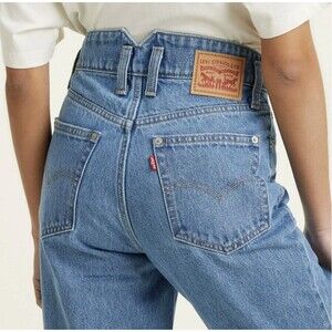 Levi's Mom Blue High-Waisted Exposed Button Front Rigid Jeans 25